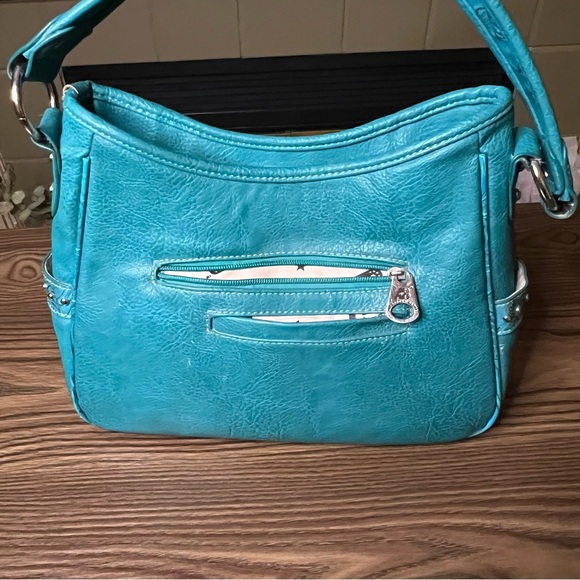 American Bling Turquoise Embossed Handbag - Picture 4 of 16